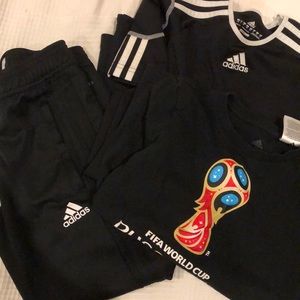 adidas soccer set pants zipper sides shirt t-shirt world cup FIFA size XS/S 7/8